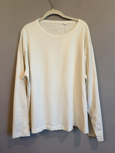 NEW COS Ivory Long Sleeve Boxy Tshirt Large Minimalist Lagenlook