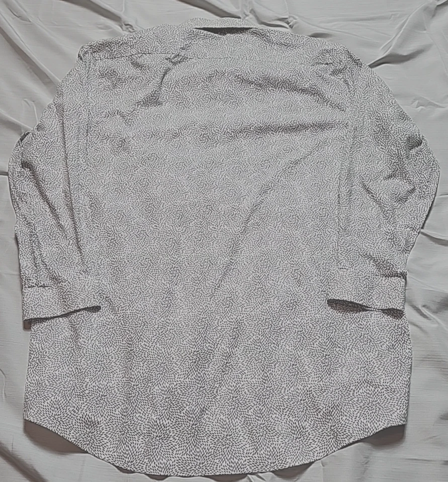 JF J. Ferrar Mens XL White Floral Long Sleeve Button Up Slim Stretch Shirt - Image 4 of 4