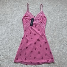 BNWT Motel Rocks Coline Pink Floral Ditsy Lace Trim Summer Mini Dress Size XS