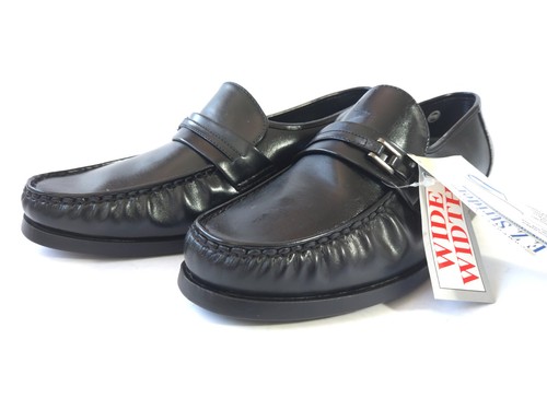 E.Z. Strider Men's Sz 11W Faux Leather Slip on Cushion Casual Loafer Black Shoes - Picture 4 of 17