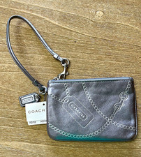 Coach Women s Silver Leather Pouch Wristlet Wallet