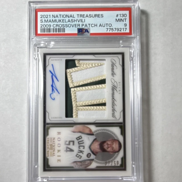 Panini National Treasures Sandro Mamukelashvili #130 Patch Auto Rookie PSA 9 Bu…