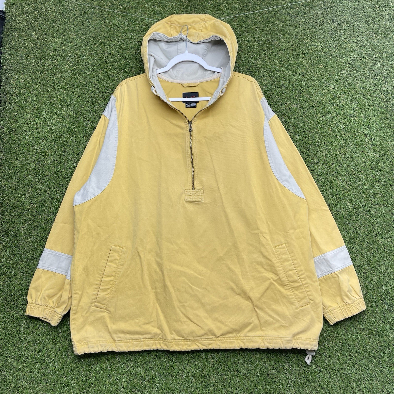 SACAI X NIKE Giacca Nike Anorak vintage uomo XL giallo kaki con cappuccio quarto zip pullover y2k
