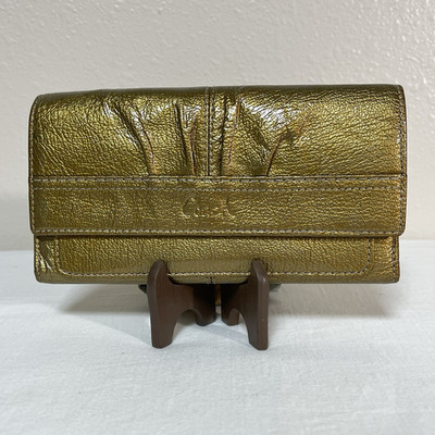 Coach Gold Patent Leather Tri-Fold Wallet