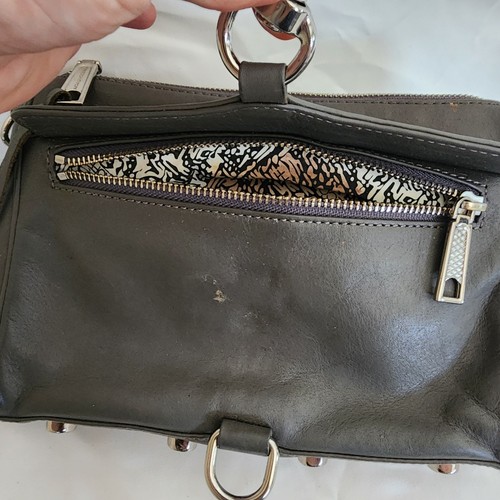Rebecca Minkoff Grey Crossbody Leather Purse Chain Strap Flap Close - Picture 6 of 10