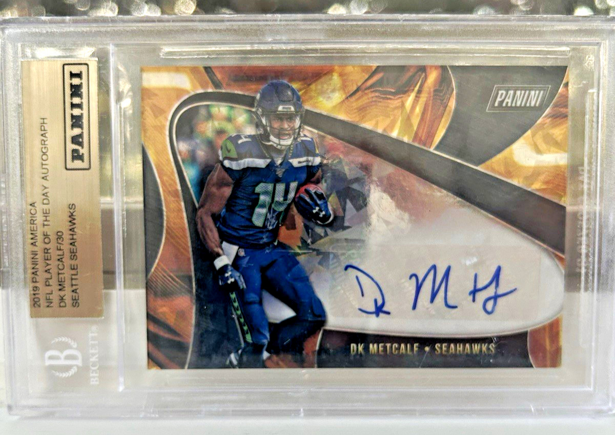 Panini 2019 Player of the Day DK Metcalf Orange Cracked Ice SSP🔥RC Auto /30 🔥