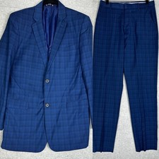 Tommy Hilfiger TH Flex Boys Blue Plaid 2 Piece Suit Set Size 20 Blazer Pants