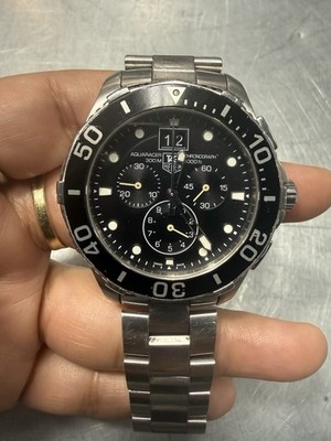 Tag Heuer Aquaracer Chronograph CAN1010 Black Dial Stainless Mens Watch p8293