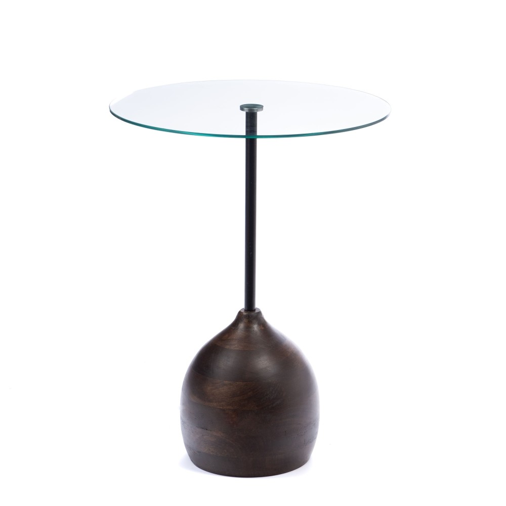 Bout de canapé Porto en verre et bois 45x45 cm pour désencombrer votre salon