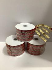 NEW 1 ROLL OF RED VELVET THREADED GOLD RIBBON 10 YARD 3IN WIDE