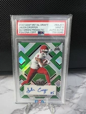 2022 Leaf Metal Draft Jalen Cropper Auto Green 1/10 Cowboys Rookie Fresno
