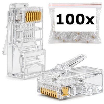 100x CAT6 UTP RJ45 Stecker Modular Crimp Patch Ethernet Netzwerk Kabel vergoldet