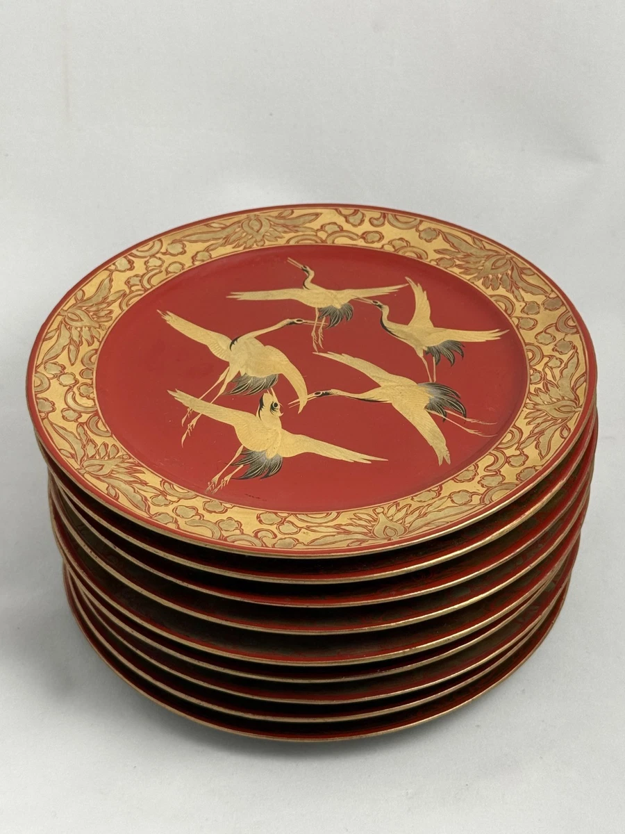 红色木制日本古董盘子| eBay