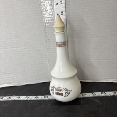 Opaque Milk Glass Avon Shave Lotion Bottle with Gold Trim empty 