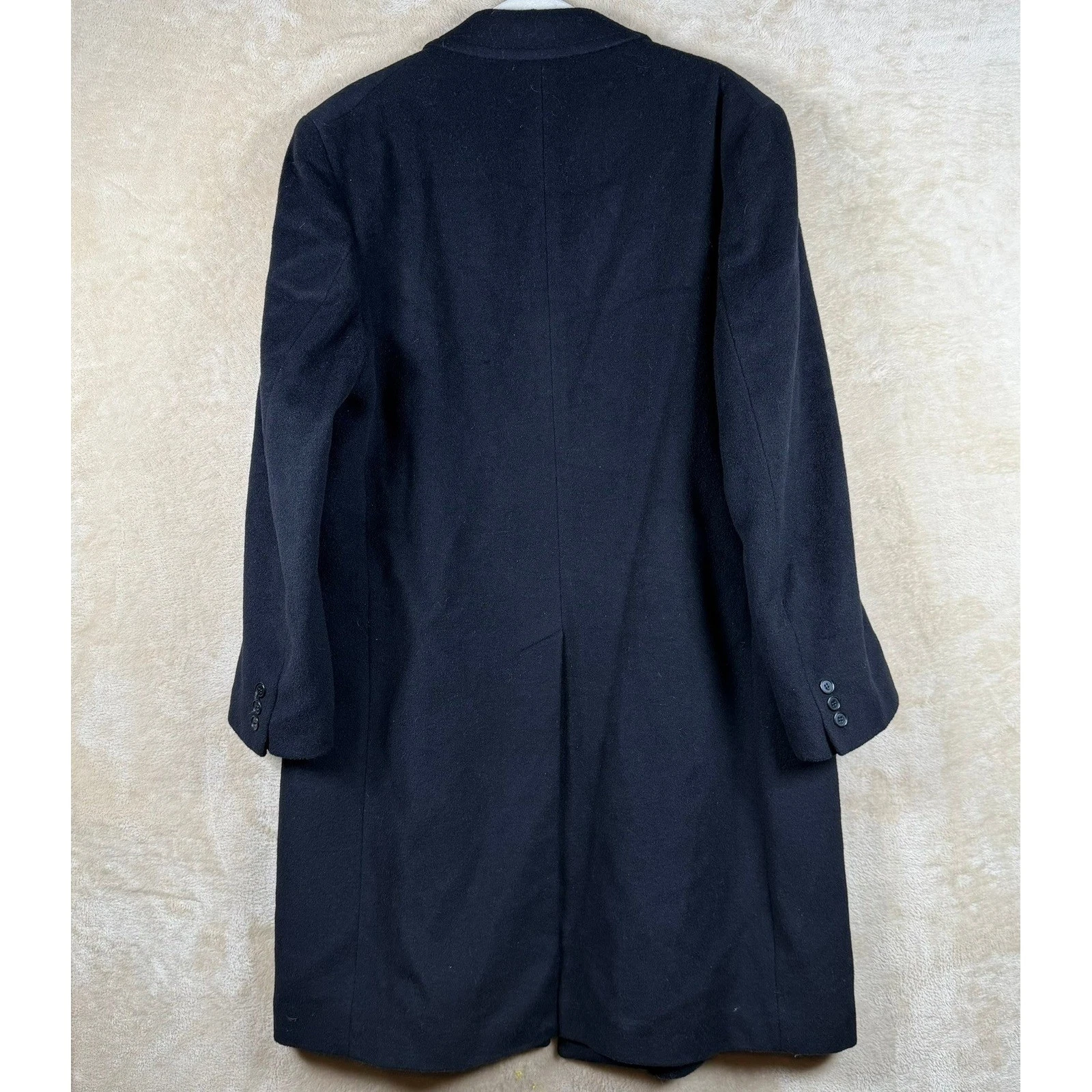 Adams Row Mens 42S Vintage 100% Wool Overcoat Navy Blue Made in Yugoslavia - product detail image 2