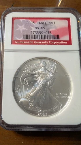 2003 Eagle Silver 1 Dollar, NGC MS 69