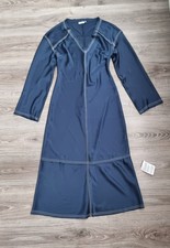  Asos Design V-neck Satin Midi Dress in Denim Blue Size UK 8.