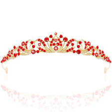 Red Tiara Crowns for Women Girls Queen of Heart Crown Wedding Tiara Princess Tia