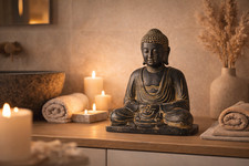 Scultura Buddha seduto - giardino terrazza balcone decorazione - resistente alle intemperie - statua in pietra