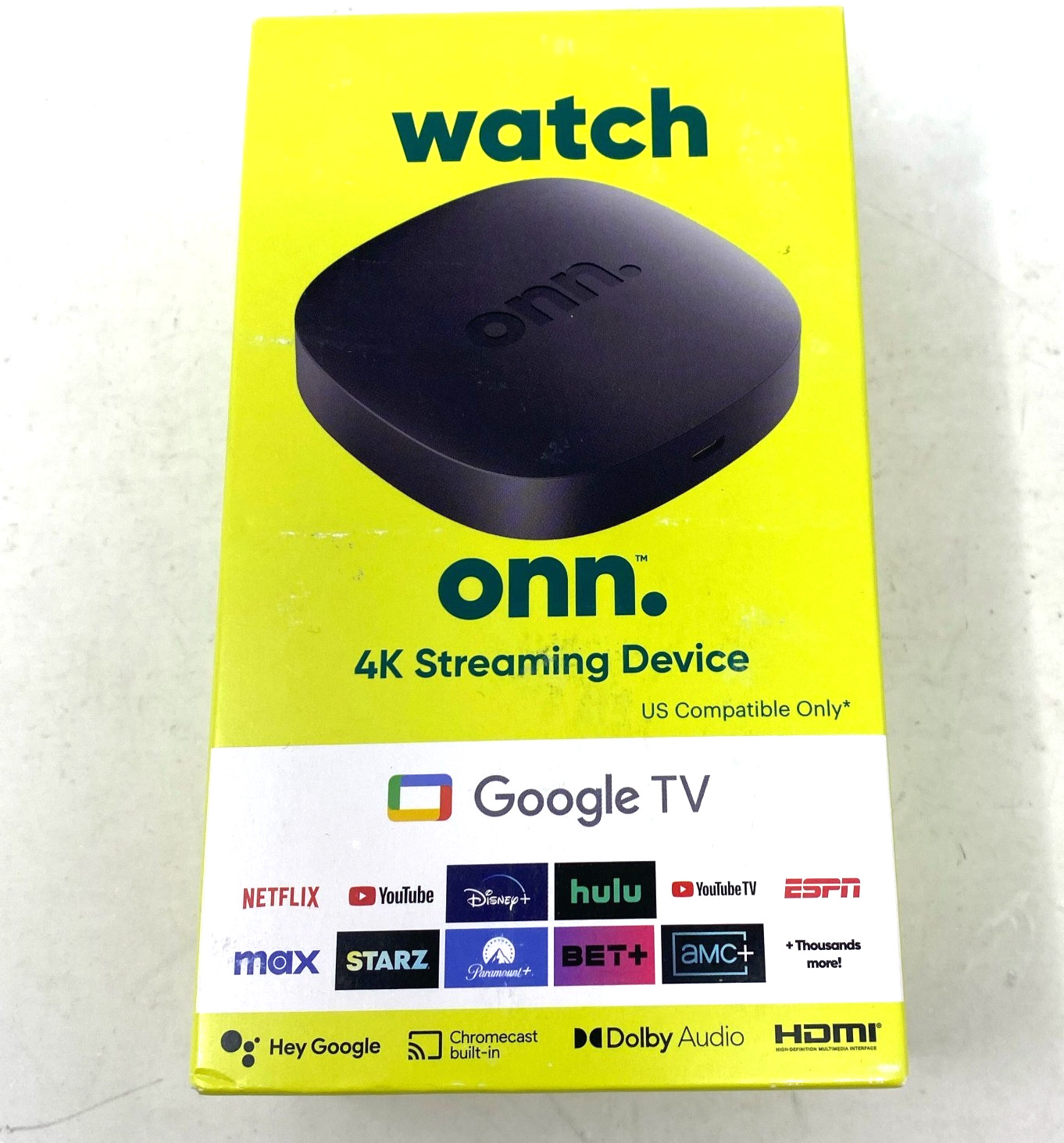 ONN Google TV 4K HD Streaming Box With Voice Control Google Assistant 2GB Ram
