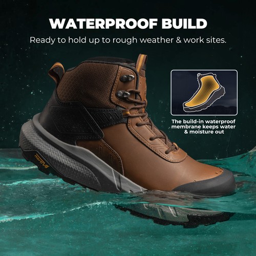Men Waterproof Composite Toe Work Boots Lightweight Comfortable Safety Boots