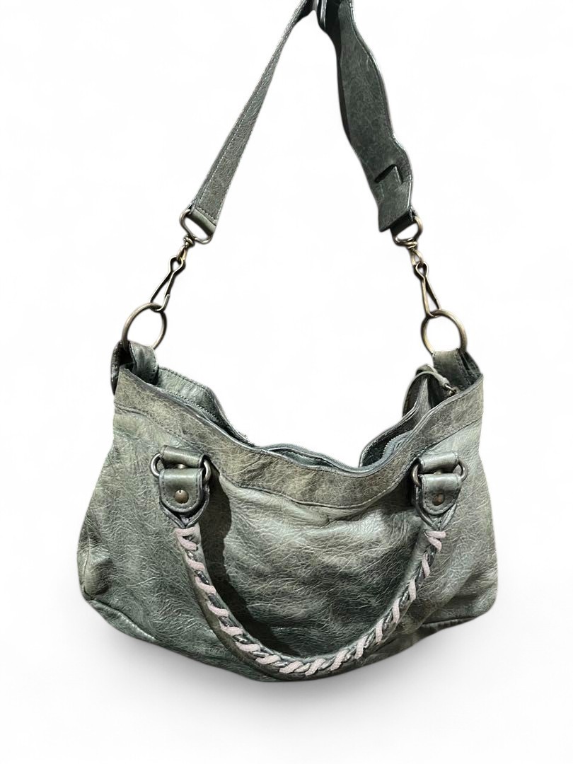 BALENCIAGA City The First 103208 2Way Hand bag Gray Leather