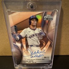 Topps 2025 Chrome Black Juan Soto Orange Refractor Auto /25 Mets #CBA-JS