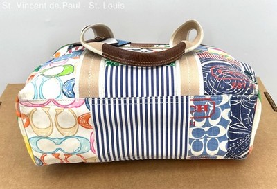Coach Womens Hamptons Tote Purse Multicolor Patchwork Y2K Canvas