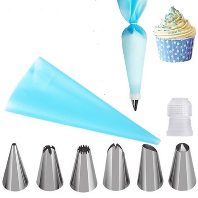 8pc Cake Decorating Kit Piping Bag Icing Tips Set for Cupcake Pastry Baking DIY