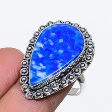 Lapis Lazuli Gemstone Handmade 925 Sterling Silver Jewelry Ring 8 n447