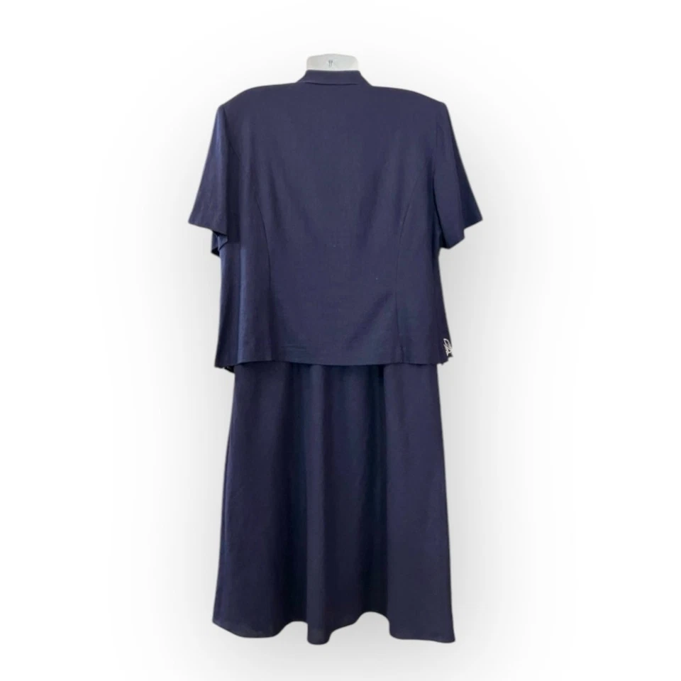 Sheri Martin NY Mujer Azul Marino con Bordado Conjunto de Chaqueta/Vestido de 2 Piezas | Talla 18W Foto 2 de 4