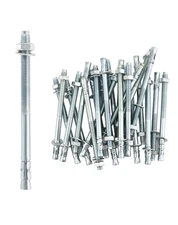 25 Pack 1/2 x 7in Wedge Anchors Zinc Plated Concrete Heavy Duty Bolts w Nuts Set