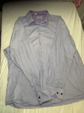 Duchamp London Men's Slim Fit 18.5/XXL Purple/White Check Dress Shirt 34/35