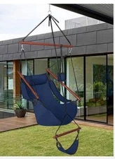Outdoor Hammock Hanging Chair Air Deluxe Swing Chair Solid Wood With Cup Holder