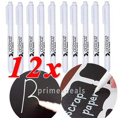 12 Stk. Weiß Kreidemarker Flüssigkreide Kreidestift Tafel Abwischbar kein Staub