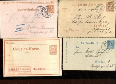 4 Ganzsachen-Karten Privatpost Berlin, Magdeburg + Leipzig gest. 1890er - Bild 1 von 2