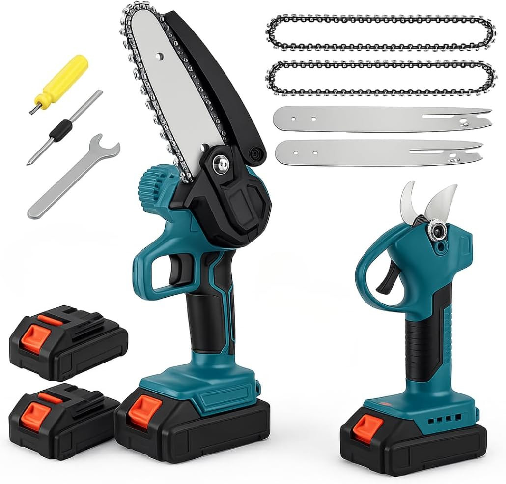 Kit Potatura Elettrico 36V: Libertà Senza Fili con Forbici e Motosega