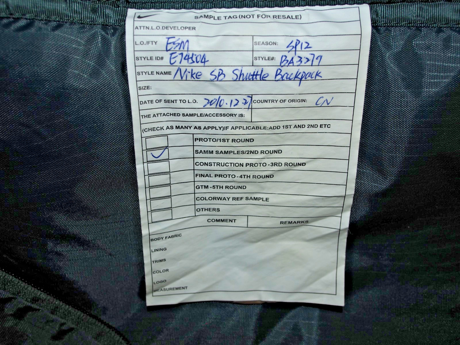 Nike SB Shuttle Backpack SAMPLE / PRE-PRODUCTION … - image 7