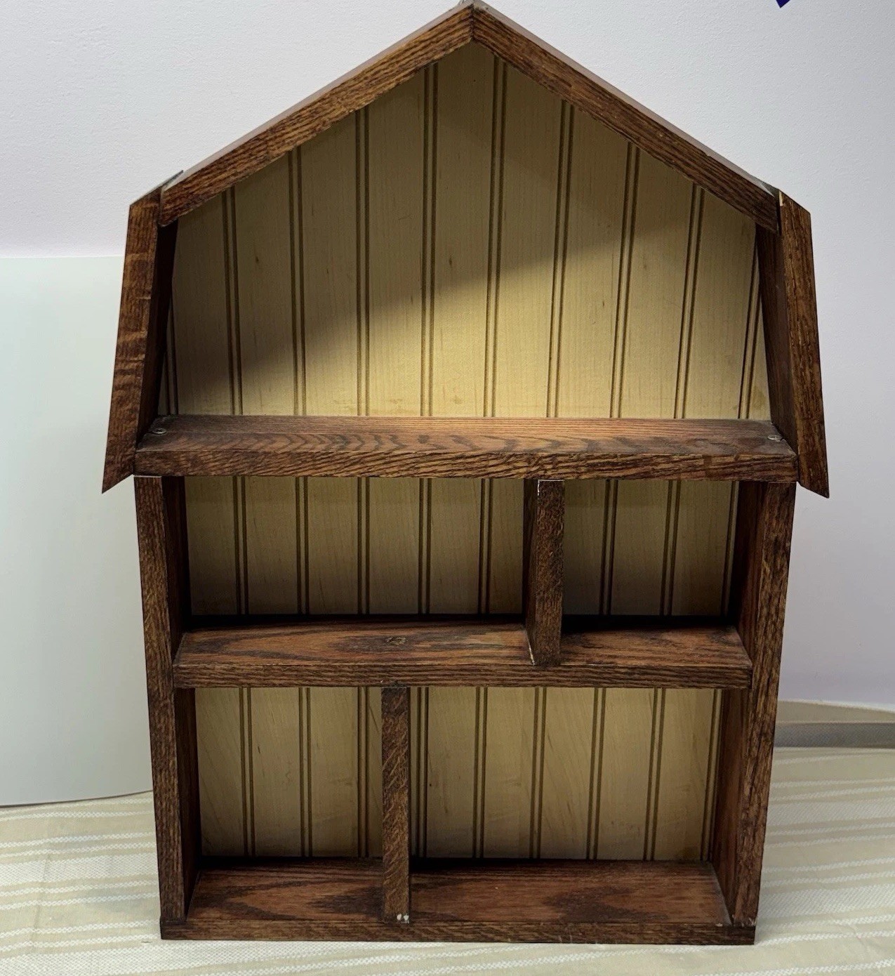 Large Barn Shaped Wood Wall Shelf Knick Knack Curio Display Handmade Solid Wood