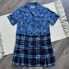 MARNI x Uniqlo Short Sleeve with Floral Top V-Neck Blue Dress XS