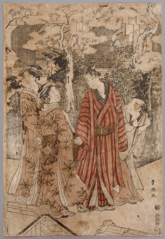 Rare Authentic 18th Century Japanese Edo Woodblock Print Toyokuni I Yoshiwara
