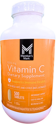 Member's Mark Vitamin C Plus Citrus Bioflavonoids & Rose Hips Tablets 500Ct 6/27