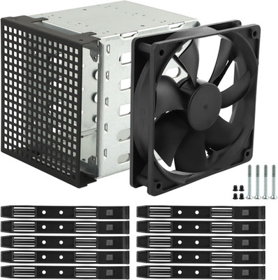 Hard Drive Cage, Stainless Steel Hard Drive Rack with Cooling Fan, 5.25'' to 5X3.