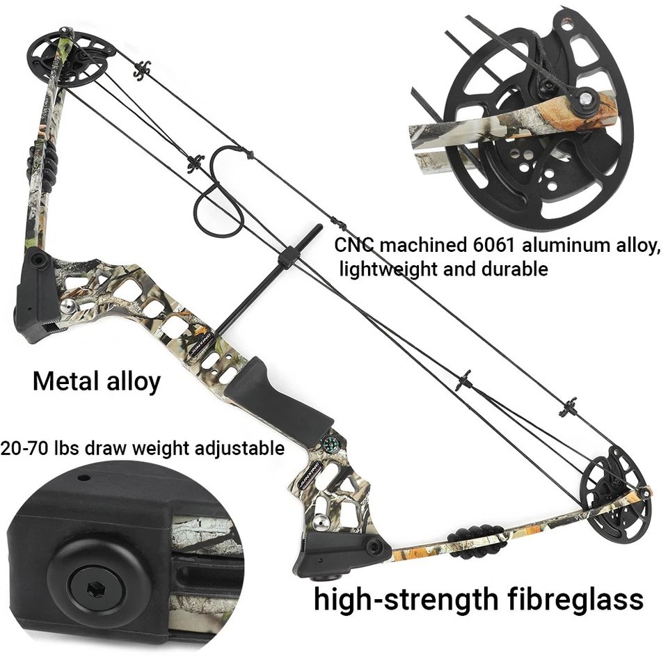 20-70lb Compoundbogen Set Jagdbogen Bogenschießen Klingenpfeilspitzen Sportbogen - Bild 3 von 4