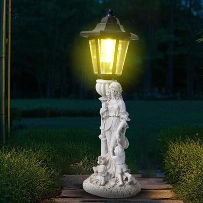 Garten Mutter und Kinder Statue mit Solar Laterne für Wohnzimmer Balkon