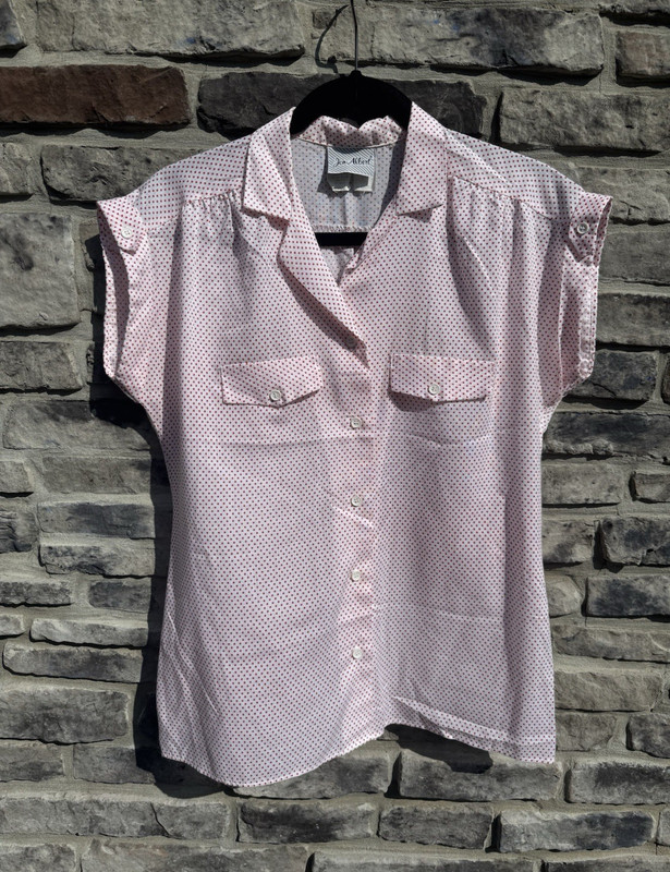 Vintage 1960’s/70’s Jon Albert Women's M White/Red Polka Dot Short Sleeve Shirt
