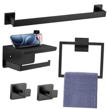 5-Pieces Bathroom Accessories Set, SUS 304 Stainless Steel Bathroom Matte Black