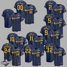 HOT Milwaukee Brewers 2026 World Series NL Champions NAVY 3D PRINT Jersey S-5XL