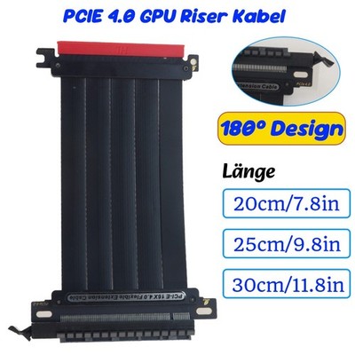 PCIe 4.0 X16 GPU-Riser-Kabel 180 Grad Rechtwinklig, Kompatibel mit Gen 4 GPUs
