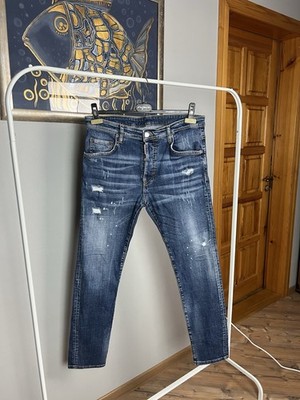 Dsquared2 Skater Jean Men`s Blue Distressed Denim Skinny Jeans